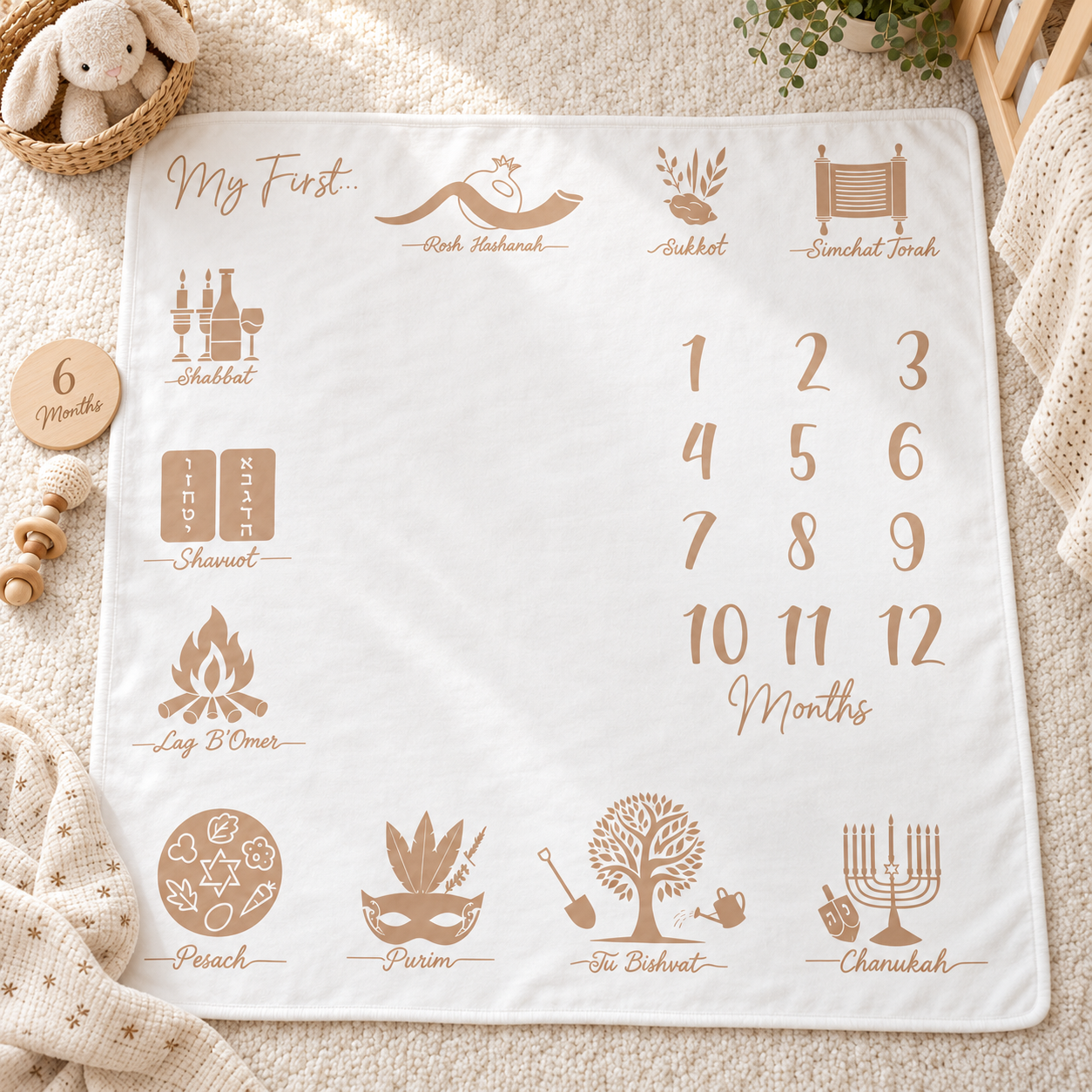 My First Jewish Holidays milestone blanket